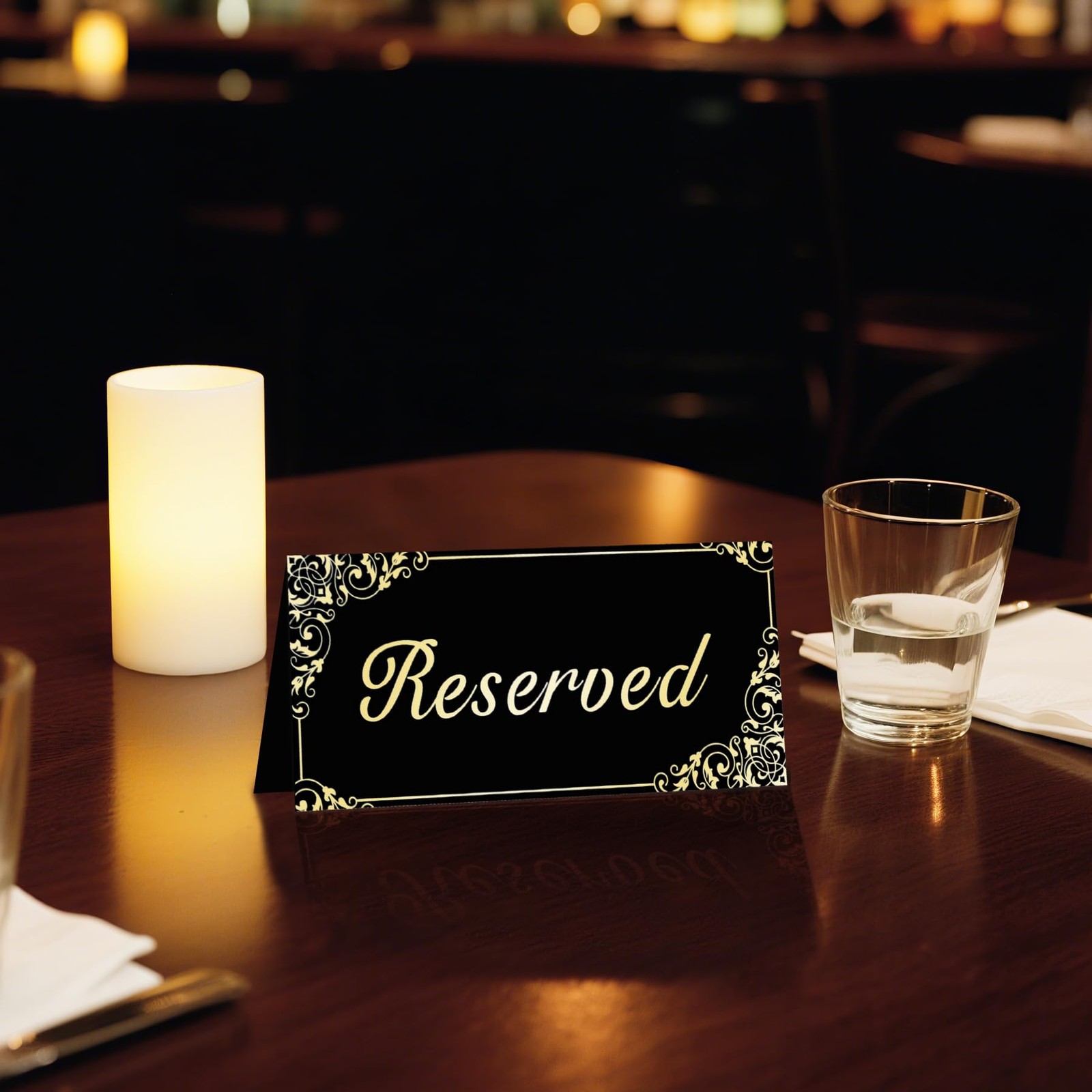 18 PCS Gold Reserved Table Signs for Wedding Double Sided Black Paper Tent