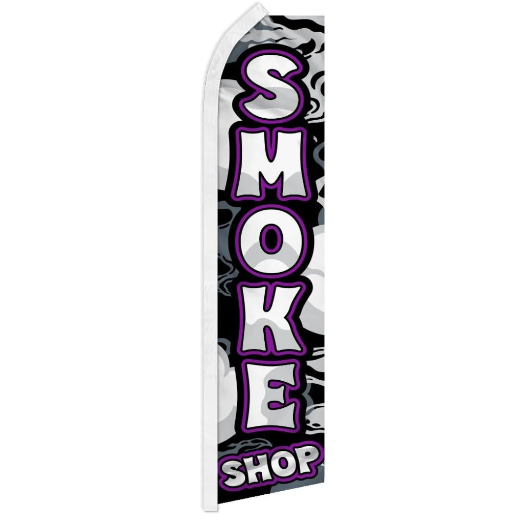 « SMOKE SHOP » advertising super flag swooper banner business vape e-cig purple