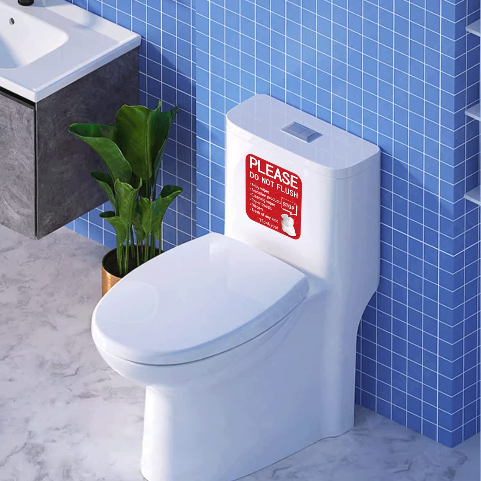 10 Pack 6×6 Inch Please Do Not Flush Sign Self Adhesive Decal Signs
