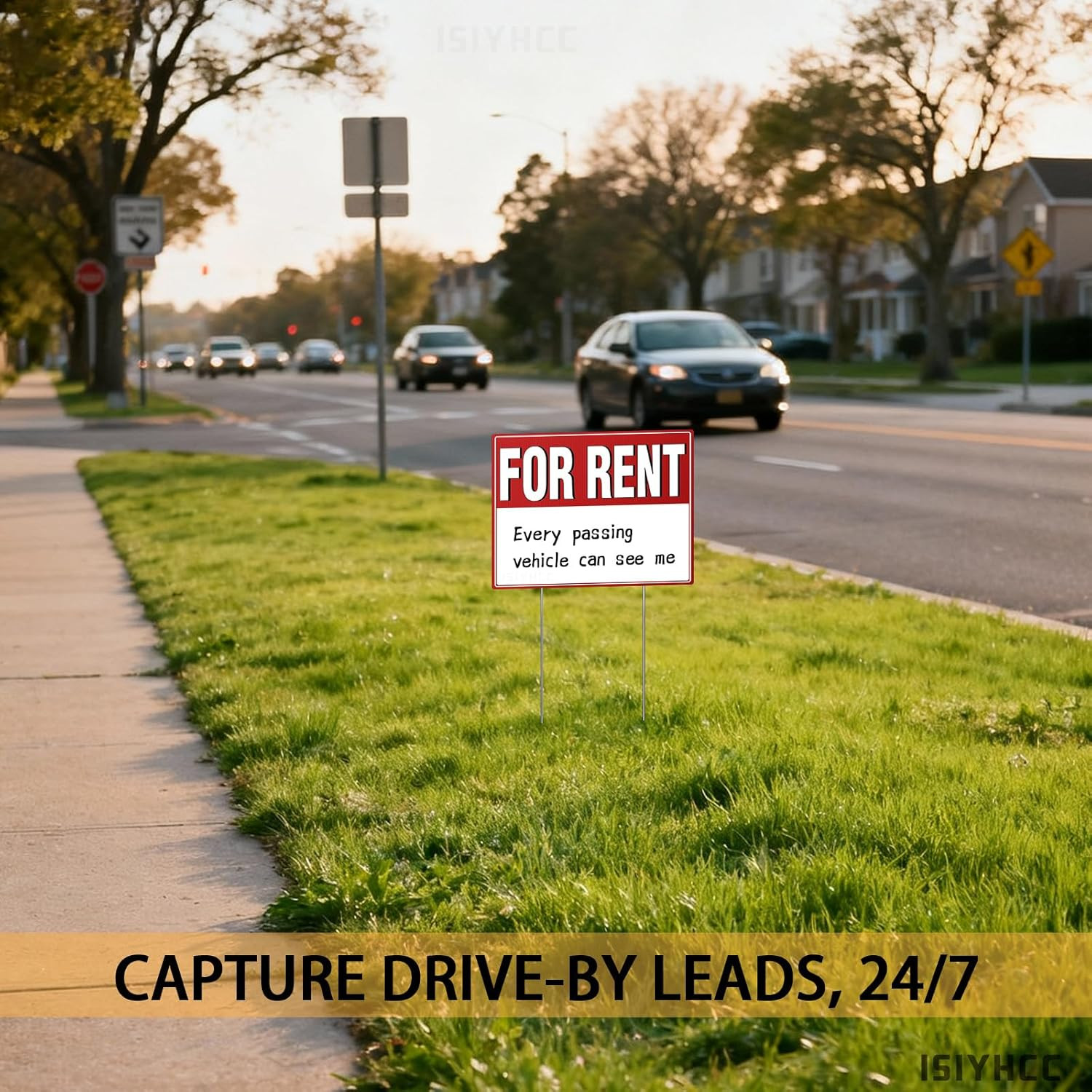 2 Pack for Rent Sign with Stakes, 17X13&Prime; Double-Sided Yard Sign – Extra Large Wr