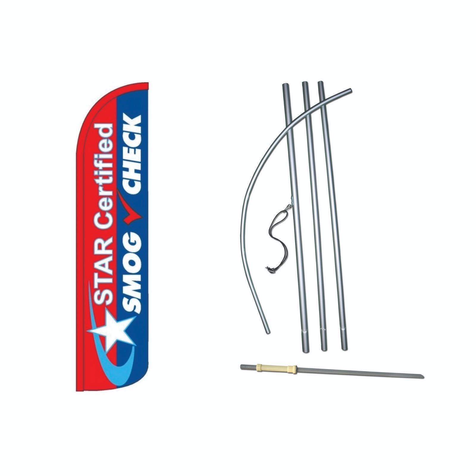 STAR Certified Smog Check with Flag Pole and Spike
