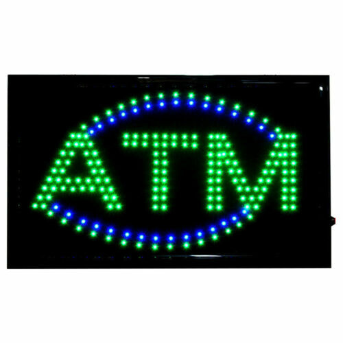 LARGE Bright LED Neon Light ATM Sign Business Animated Motion Display 21&Prime; X 13&Prime;