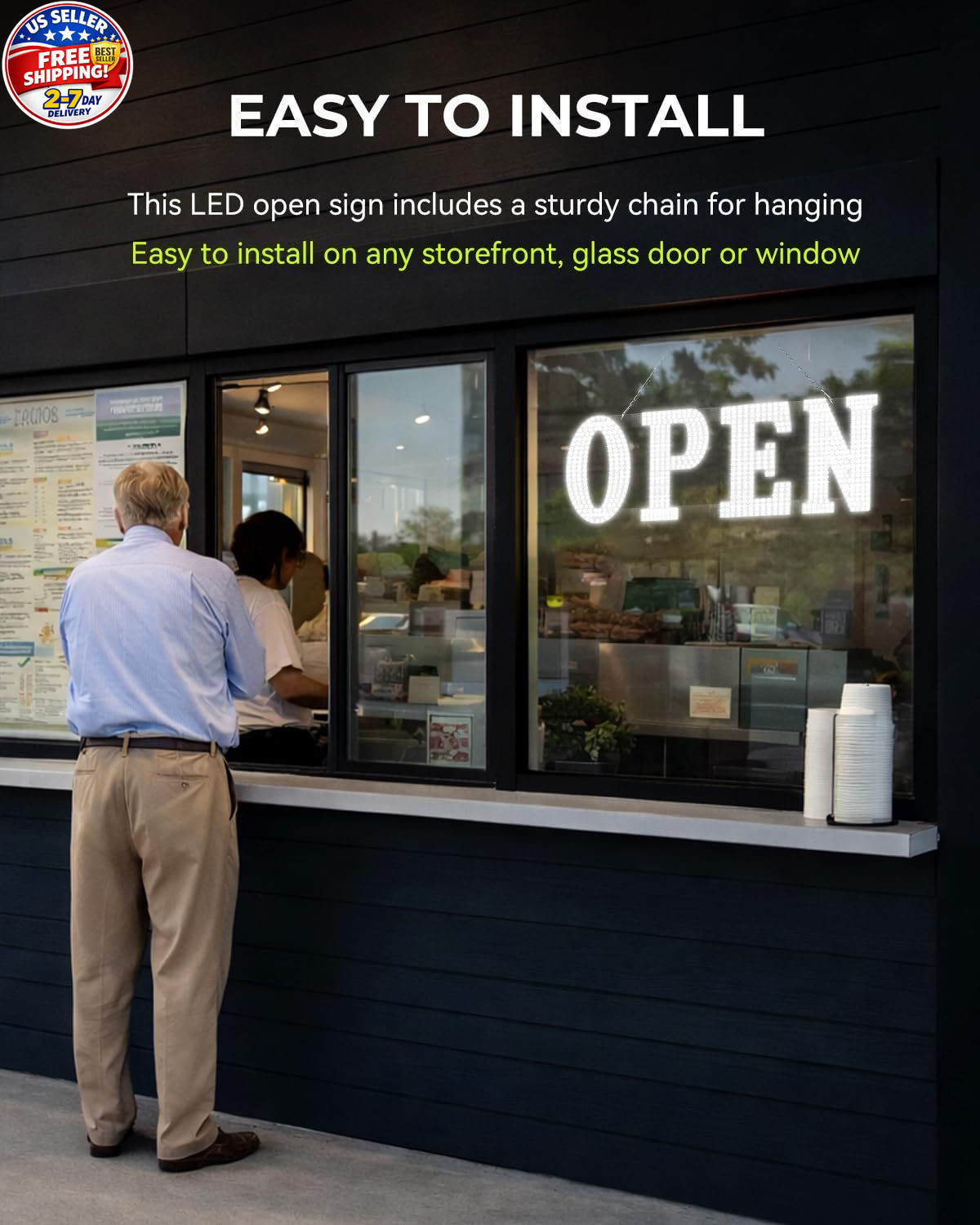 40&Prime;x14&Prime; Open Sign, Extra Bright Jumbo Led Open Signs for Business with High V…