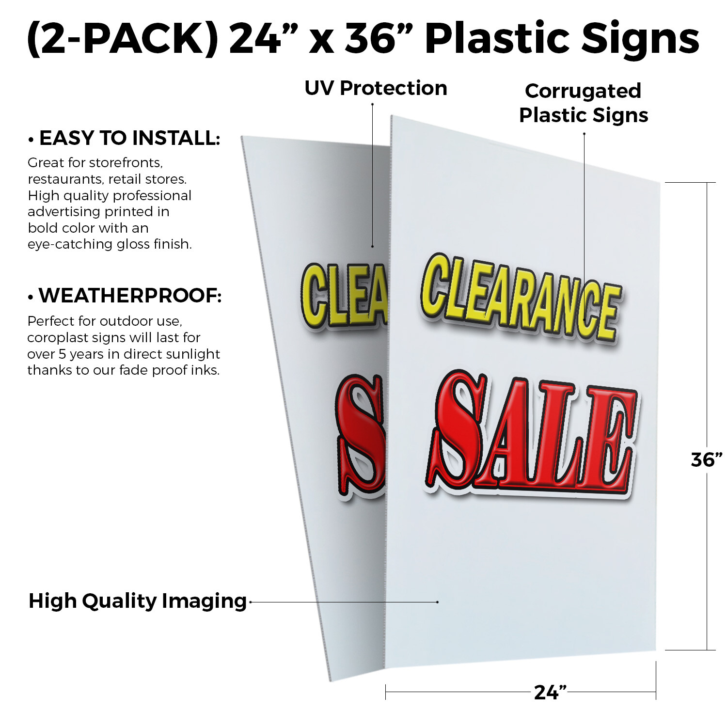 Clearance Sale 24&Prime; x 36&Prime; 2 Pack Of Store Sign Plastic Or Decal