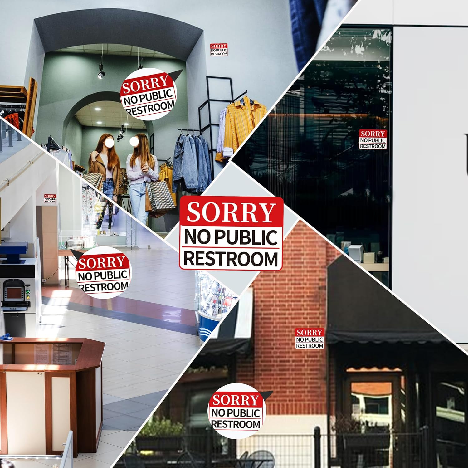 2 PCS Sorry No Public Restroom Signs, Self Adhesive Weatherproof UV Protected