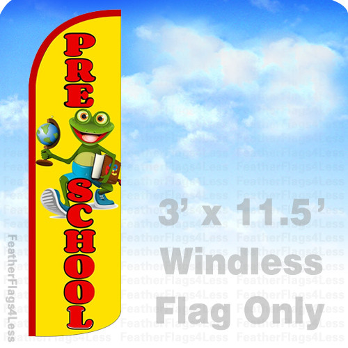 PRESCHOOL – Windless Swooper Flag Feather Banner Sign 3&rsquo;x11.5&prime; (frog) yq