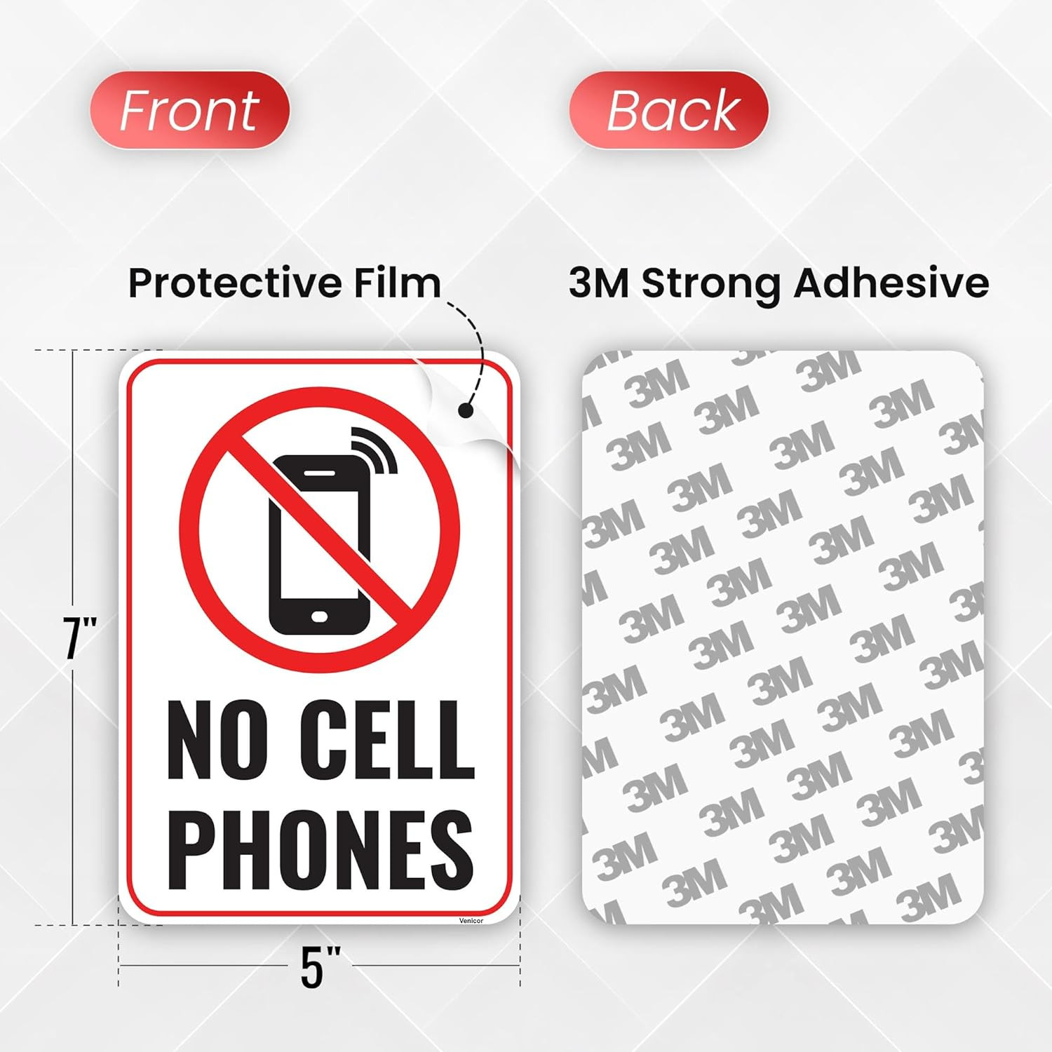 Acrylic « No Cell Phone Use » Sign – 7×5 Inches for Classrooms and Events