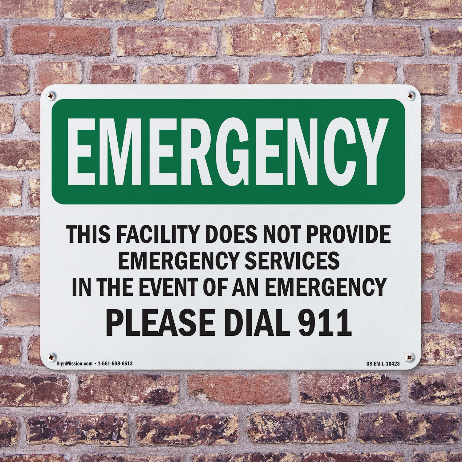 This Facility Does Not Provide OSHA Emergency Sign Metal, Decal – 5 or 10 Pack