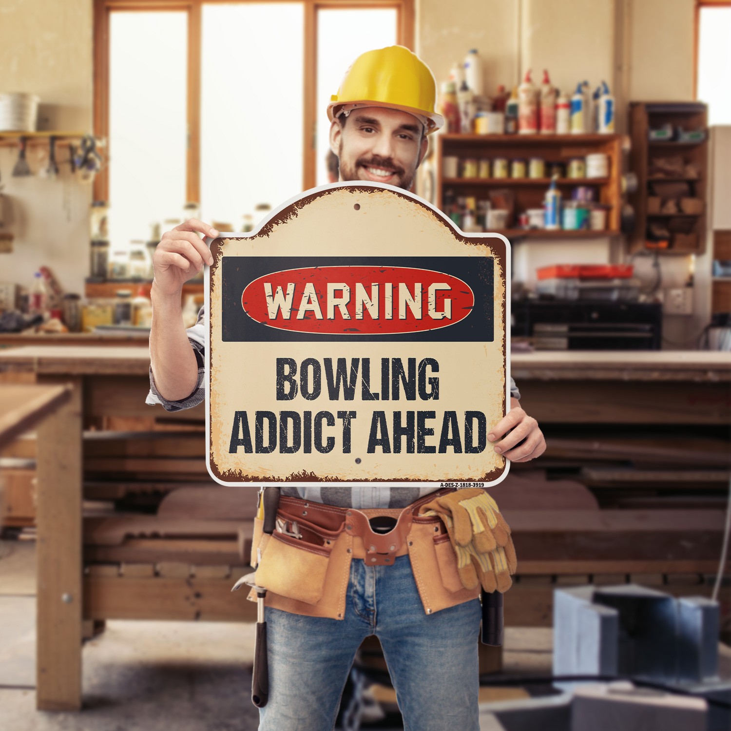 Bowling Addict 18&Prime; X 18&Prime; Heavy-Gauge Aluminum Architectural Sign