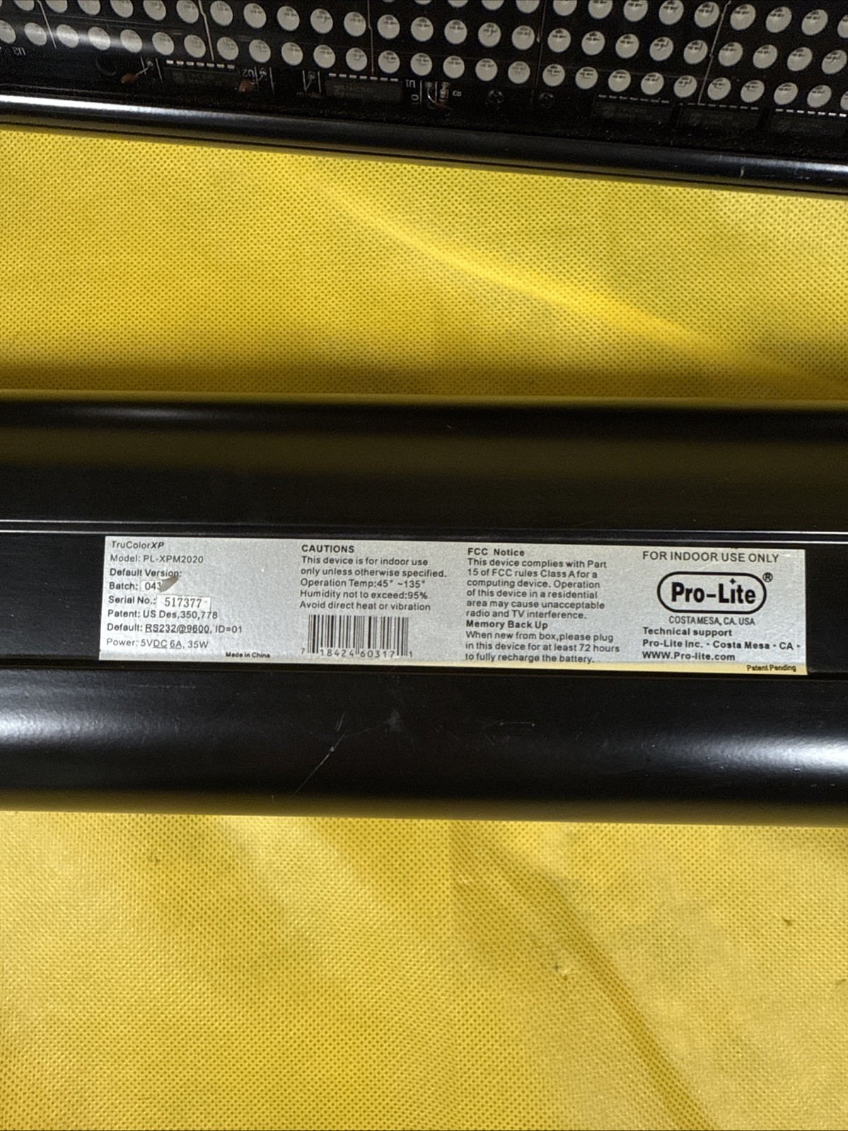 2Pro-Lite Trucolor XP PL-XPM2020 Programmable Moving Sign Panel w/ Power Adapter