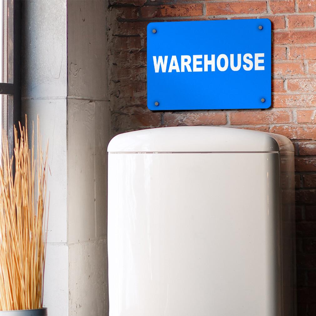 Horizontal Metal Sign Warehouse Business Blue Weatherproof Street Signage