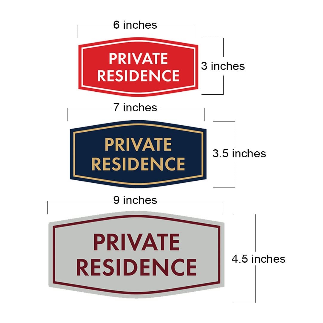 Fancy Private Residence Sign Black/Gold Small Metal Door Wall Mount 1 Pack