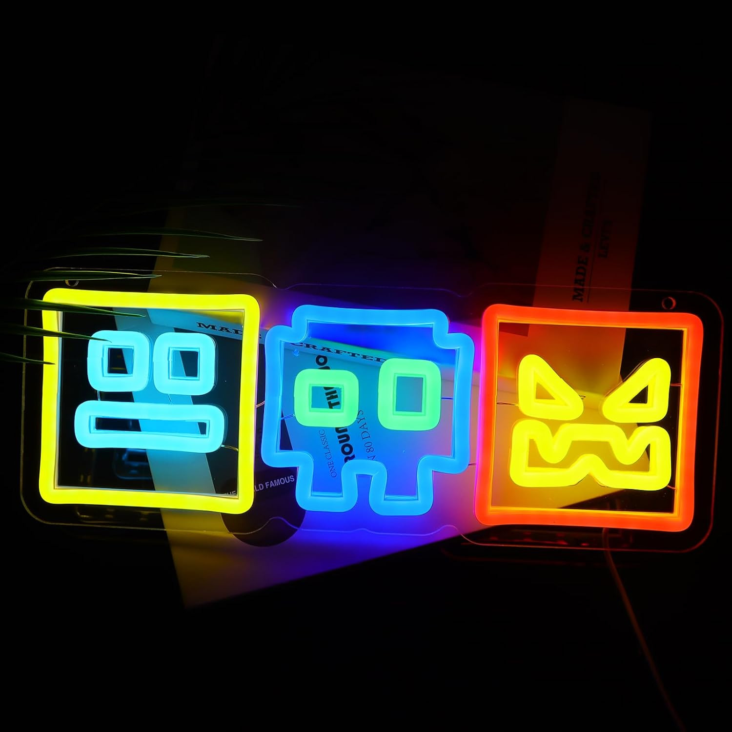Colorful Arcade Geometry Cube Neon Sign | Smart Dimmer USB Powered No Strobing C