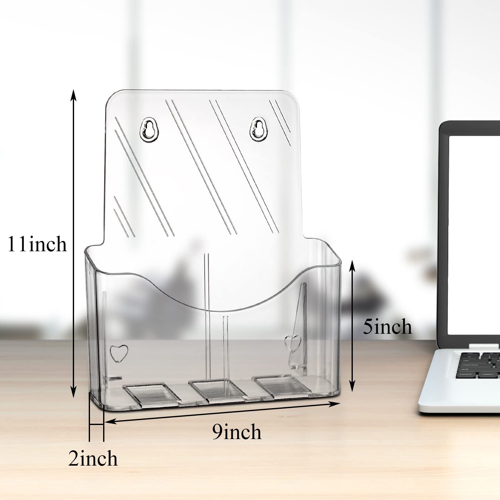Yarlung 2 Pack Acrylic Brochure Holder, 8.5 x 11 Inches 9 x 11 inches, Clear