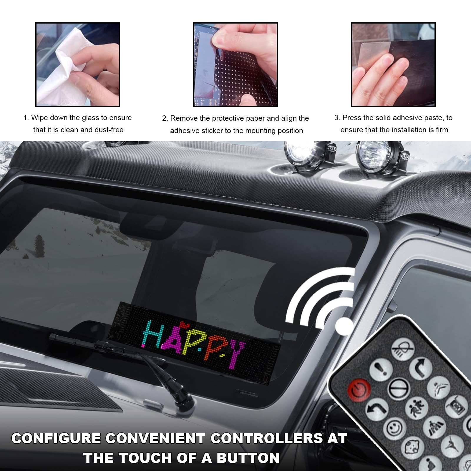 Programmable LED Scrolling Sign 14.7&Prime;x3.6&Prime; Bluetooth Custom Text Display for Car