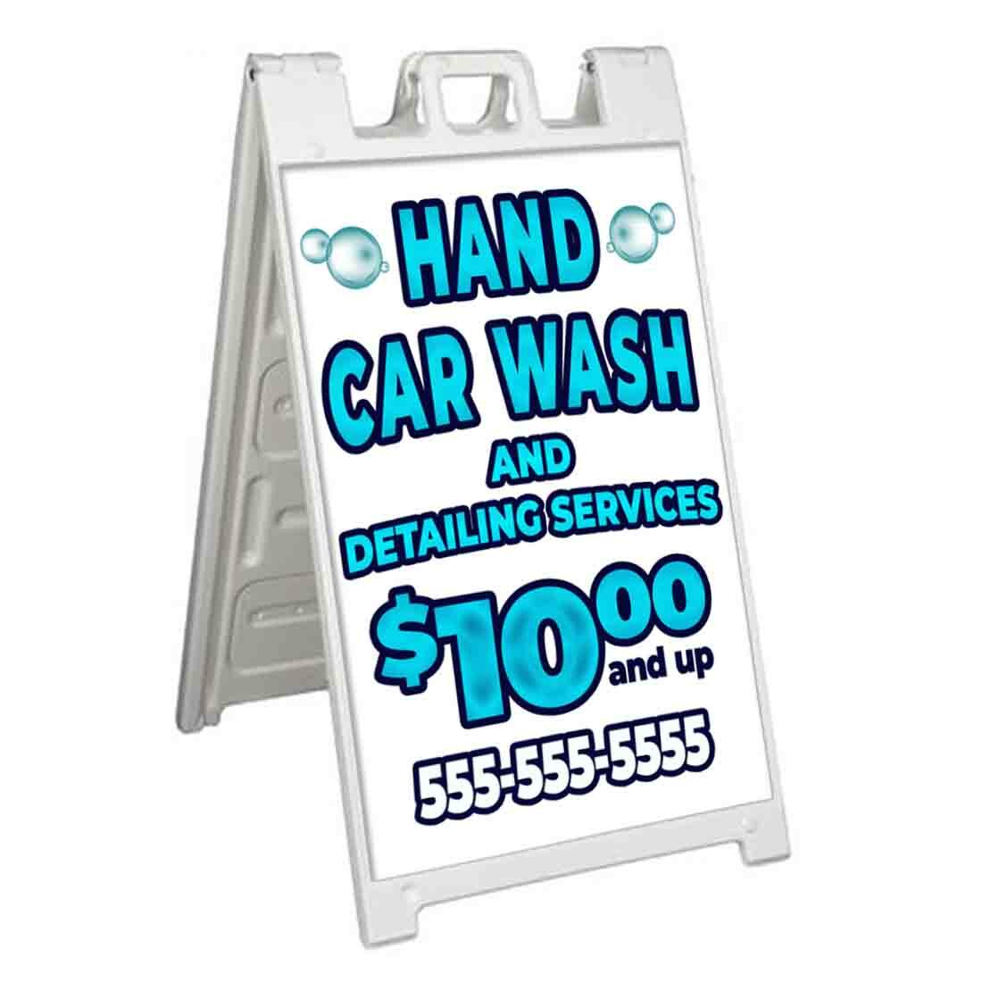 HAND CAR WASH $10 CUSTOM PHONE Signicade 24×36 A Frame Plastic Sidewalk Sign