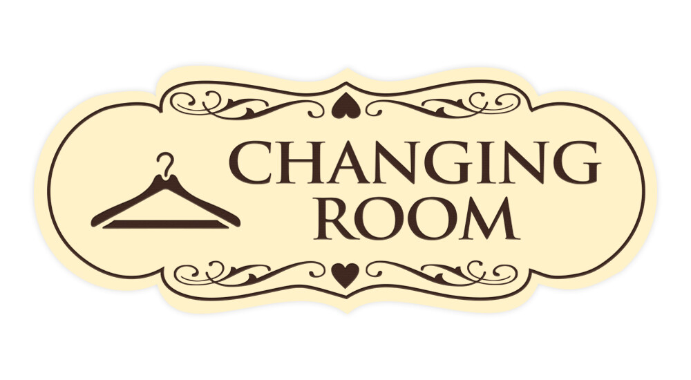 Designer Changing Room Sign (Ivory/Dark Brown) – Medium 2.75 x 7&Prime;