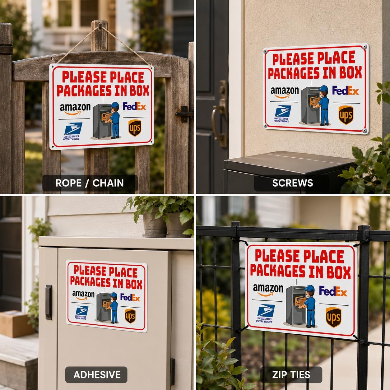 14 x 10 Inch Delivery Sign for Packages, Rust-Free Aluminum Metal Sign with D…