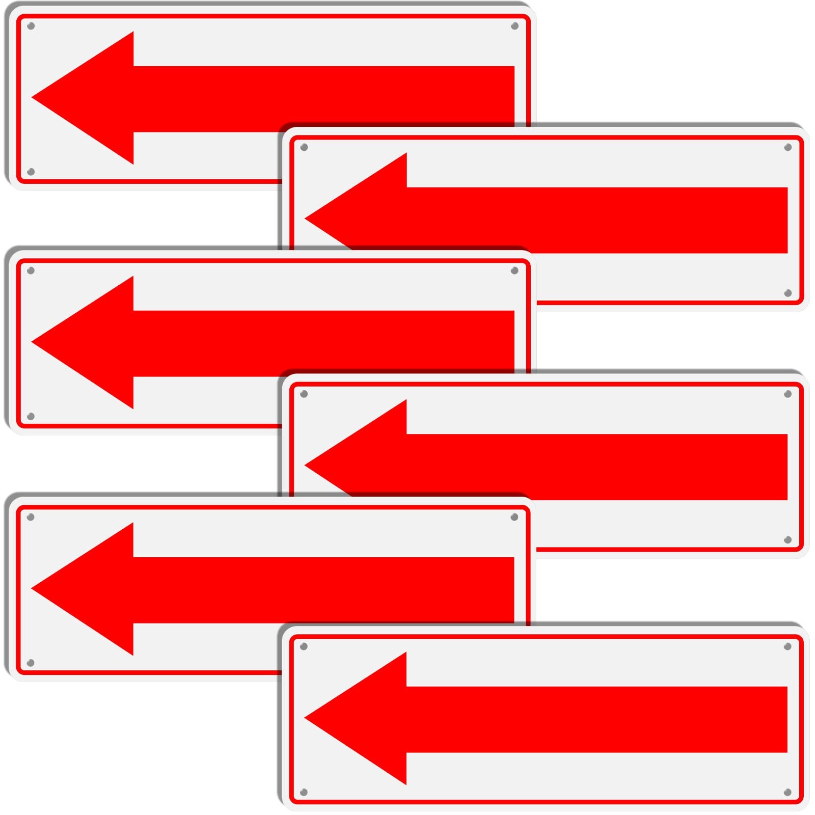 Moxweyeni 6 Pack Arrow Sign 10 x 3.5 Inch Red and White Metal Aluminum Reflec…