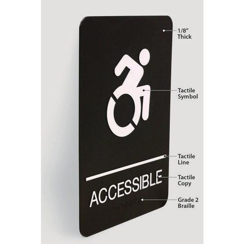 Headline Sign ADA Sign, Accessible, 6 x 9, Black Face, White Graphics
