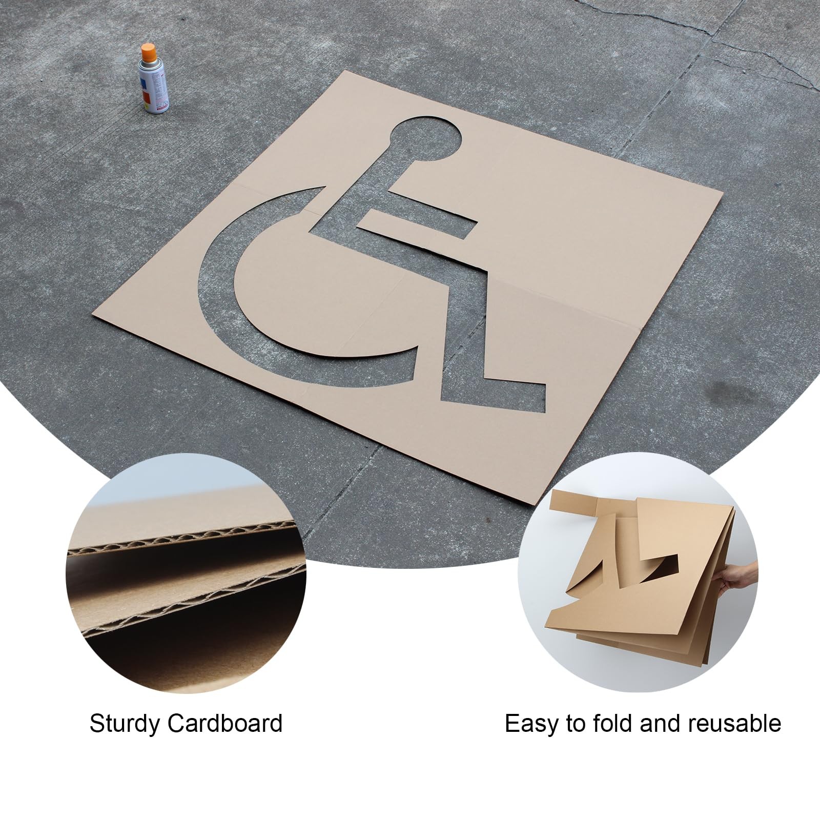 Kcgani 2 Pcs 39.4&Prime; Handicap Parking Stencil Kit, Reusable 39.4 inches, Brown