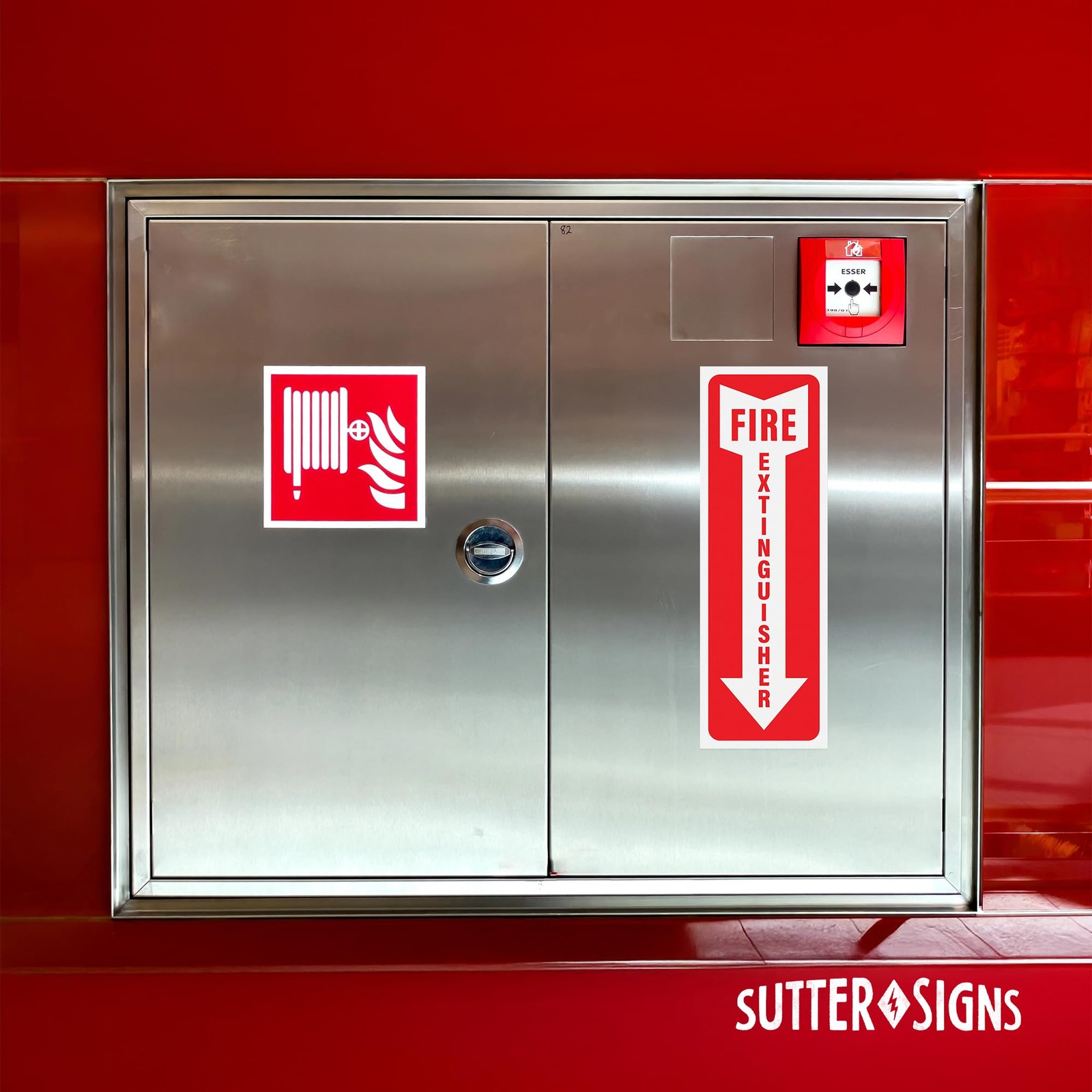 Fire Extinguisher Sign Stickers 12 Pack, 4&Prime; x 12&Prime; | Arrow Down Safety Decal S…