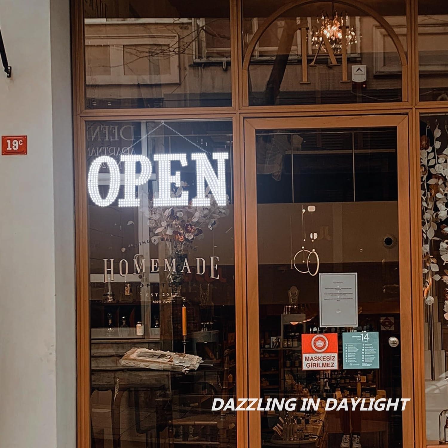 Ultra Bright LED Open Sign 30×10 with Remote for Cafe, Salon, Retail Store