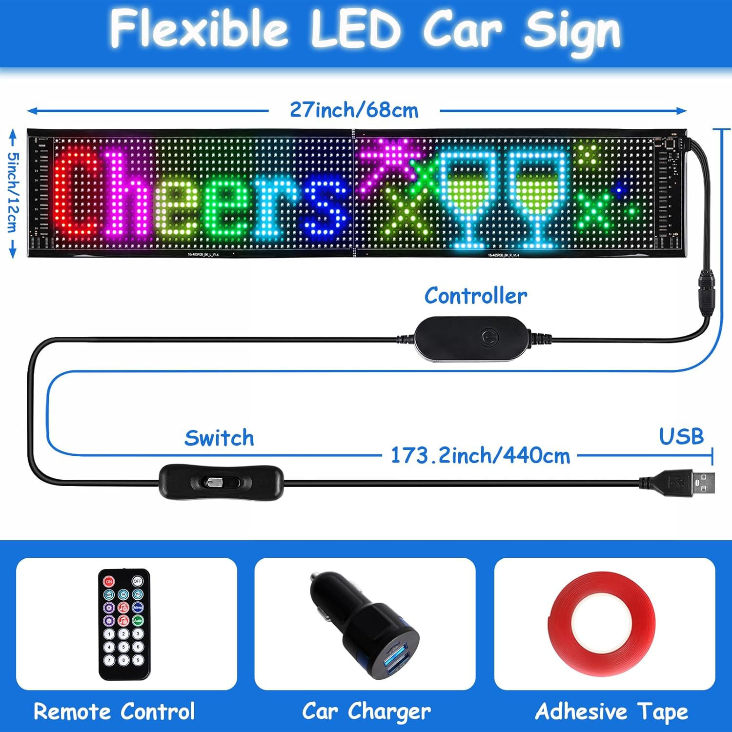 Bluetooth Programmable LED Display Panel – DIY Scrolling Sign for Home & Stores