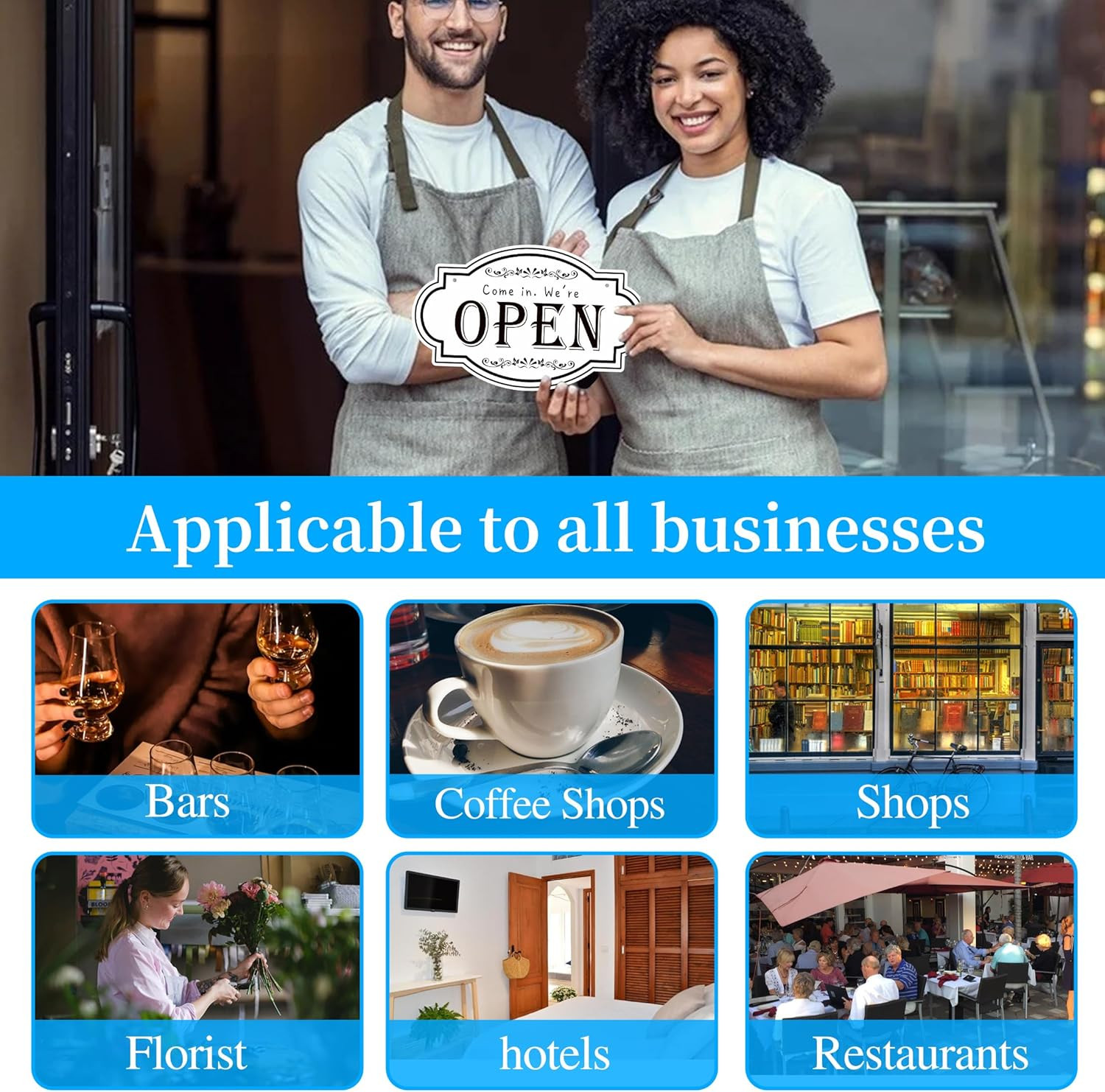 Open Closed Signs for Business, 11.8×7.2 Waterproof Double Sided Come In or Clos