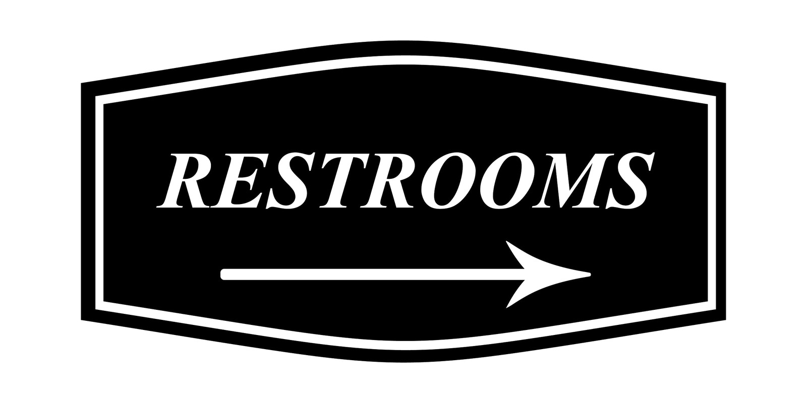Fancy Restrooms Right Arrow Sign Black Large Wall Door Signage 1 Pack