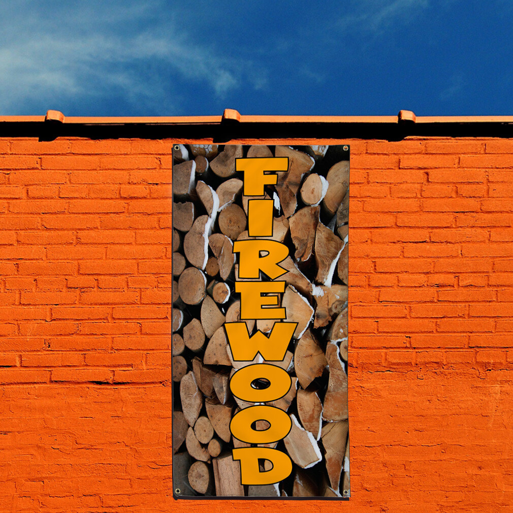 Vertical Vinyl Banner Multiple Sizes Firewood Business Business Outdoor
