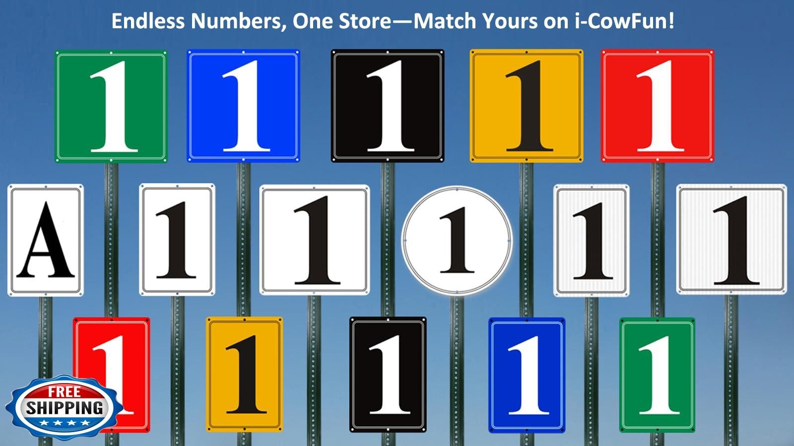 i-CowFun Premium Metal Number Signs 33 – Aluminum 12&Prime; X 12&Prime; Parking Spot Numb