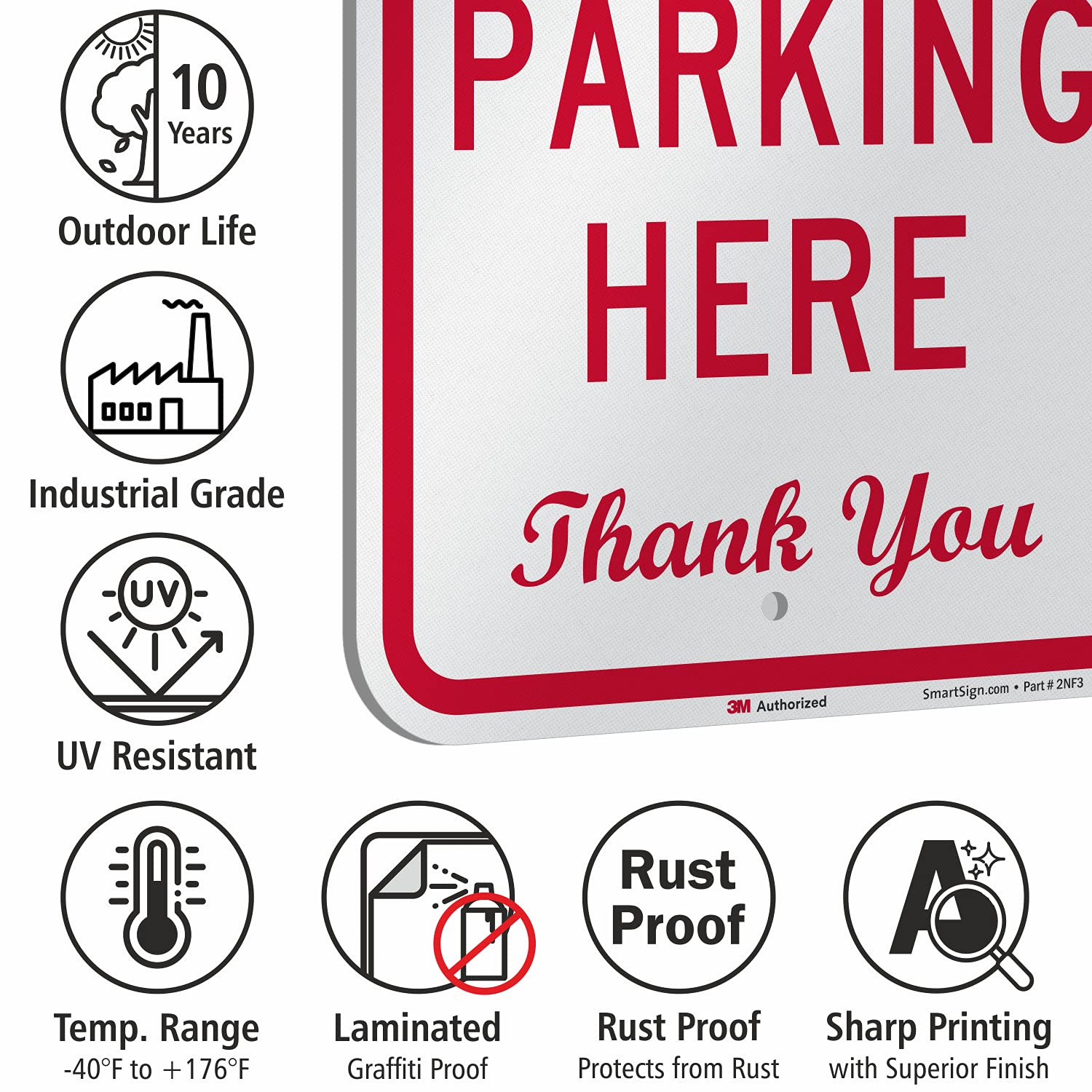 18 X 12 Inch “Please No Parking Here – Thank You” Metal Sign, 63 Mil