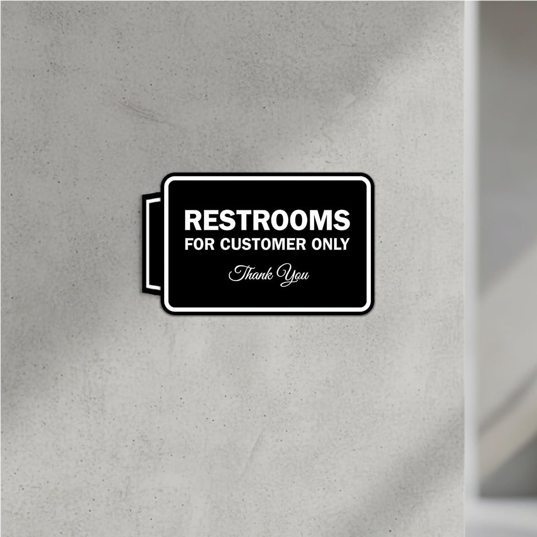 Signs Bylita Classic Framed Restrooms Customers Sign Navy – Medium 5 Pack