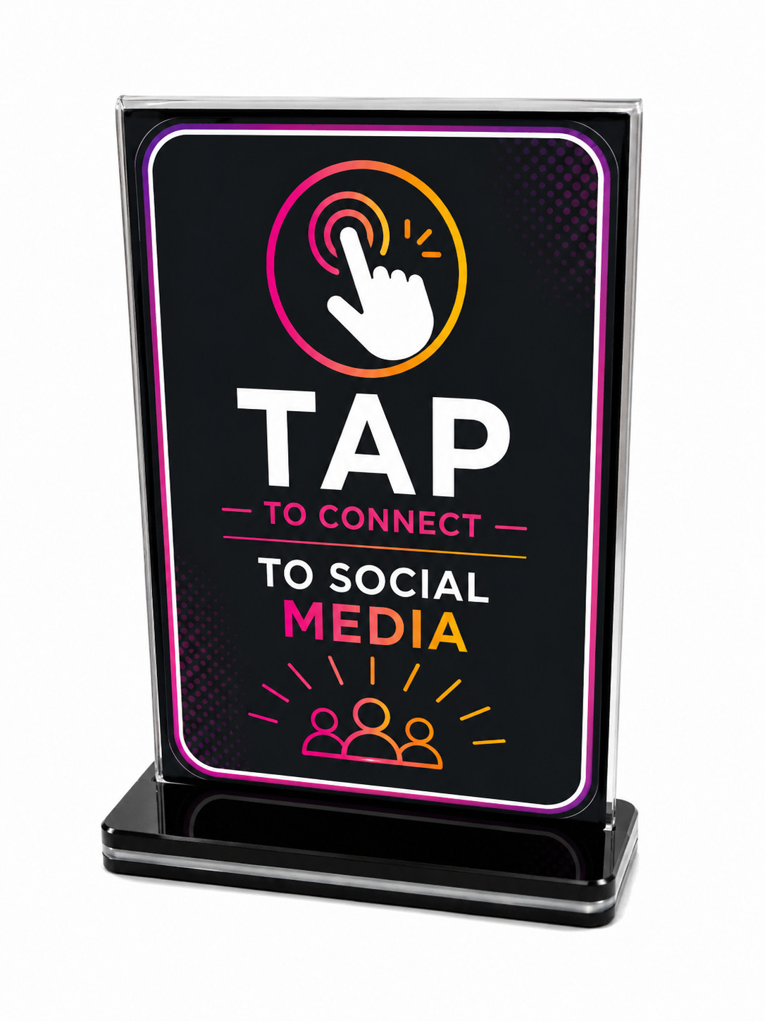 NFC Acrylic Business Sign Stand Tap to Open Reviews Social Media Menu Ntag213
