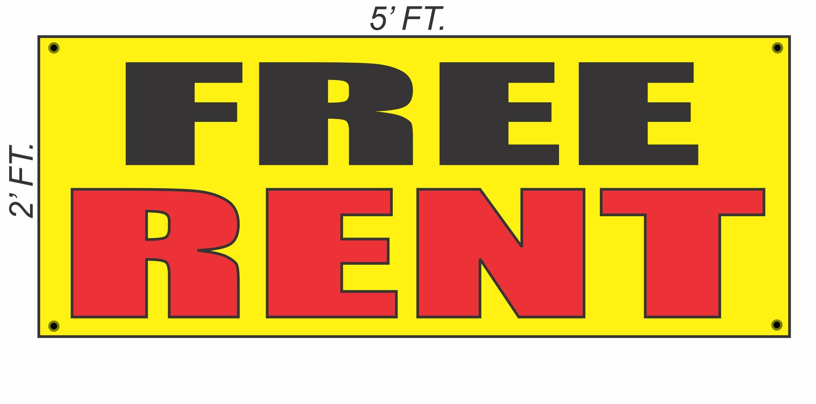 FREE RENT Banner Sign Yellow with Red & Black