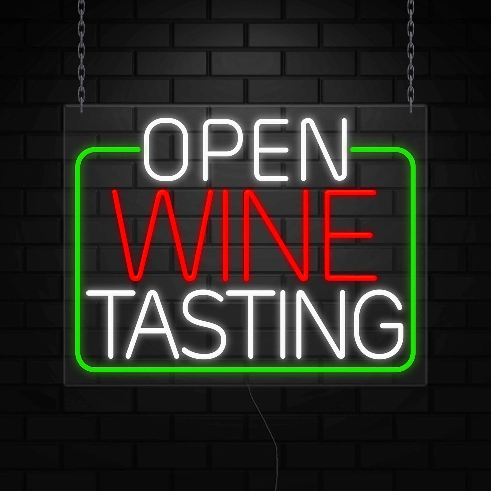 Open Wine Tasting Sign for Retail Displays |LED Flex Neon | 31&Prime;W x 24&Prime;H x 1&Prime;D