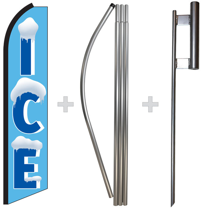 Ice 15&prime; Tall Swooper Flag & Pole Kit Feather Super Bow Banner