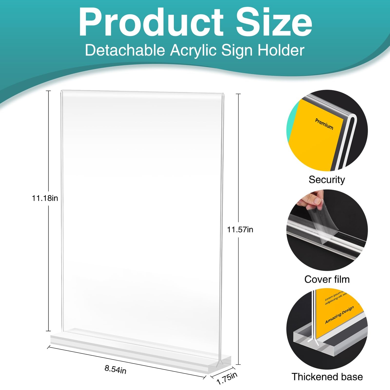 Relx 6 Pack Acrylic Sign Holder 8.5 x 11, Vertical T Shape Plastic 6pack