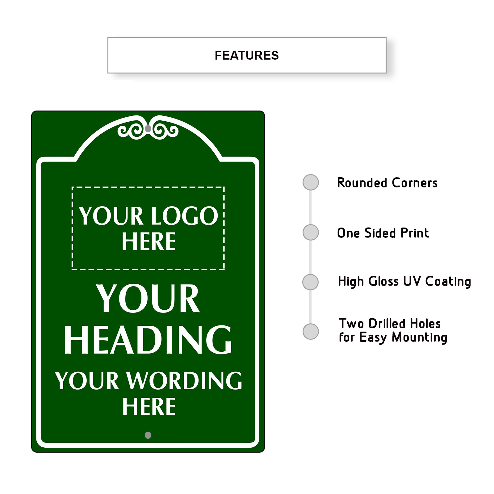 Custom Sign Your Logo Your Heading Your Wording Sign Notice Aluminum Metal Sign