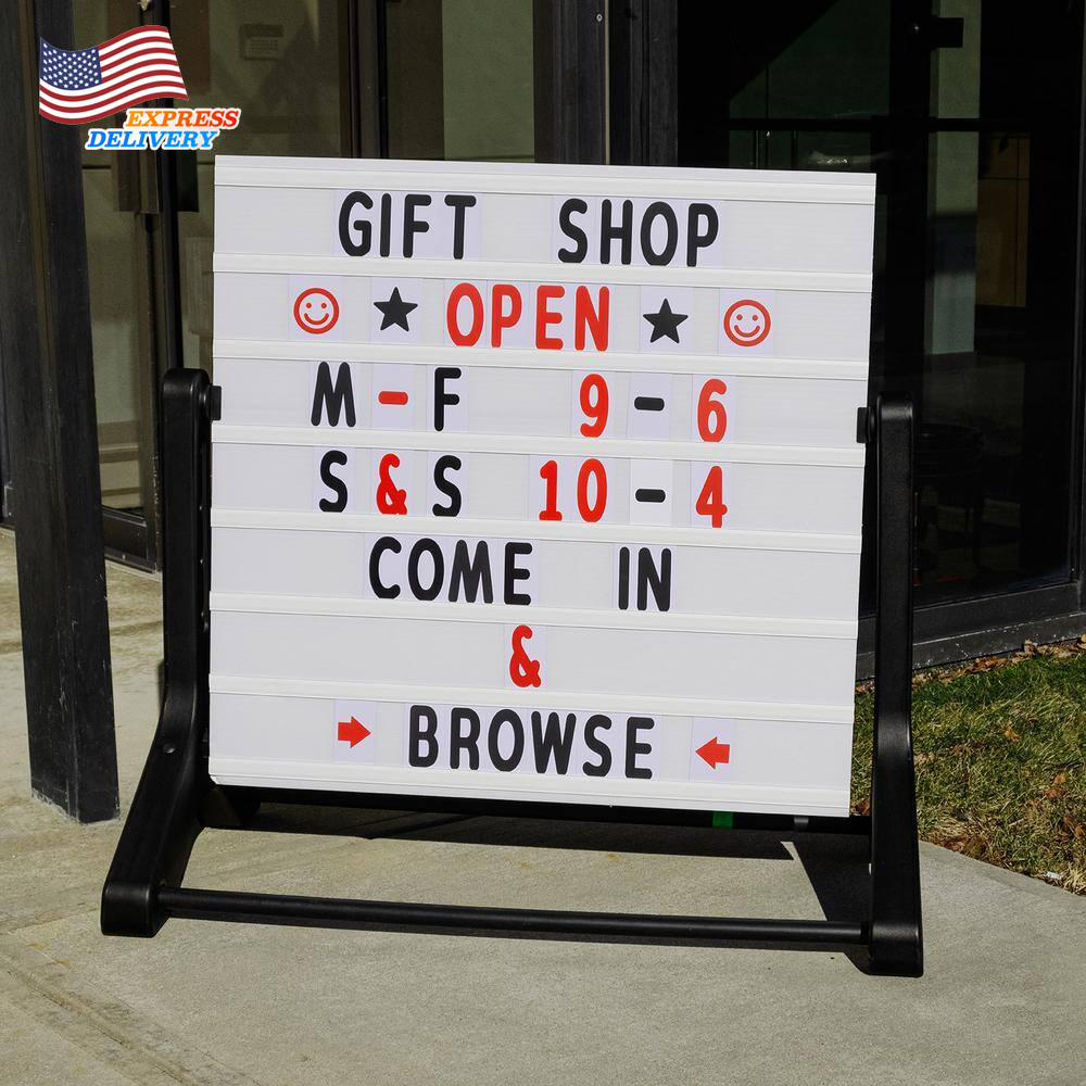 Excello 37 In. X 36 In. Swinging Message Board Sign Black