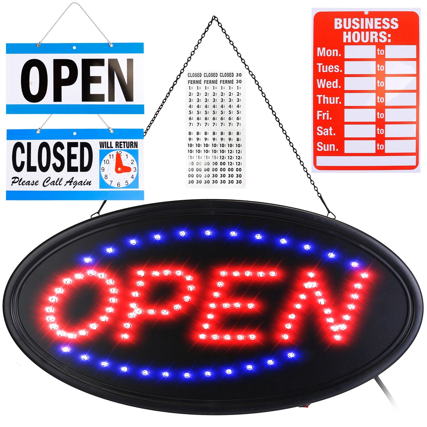 Electric Light Up LED Neon Business Open Closed Sign Flashing & Steady Ad Board