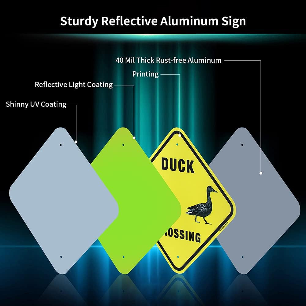 Reflective Duck Crossing Warning Sign Aluminum Outdoor Day & Night Road Sign 12&Prime;