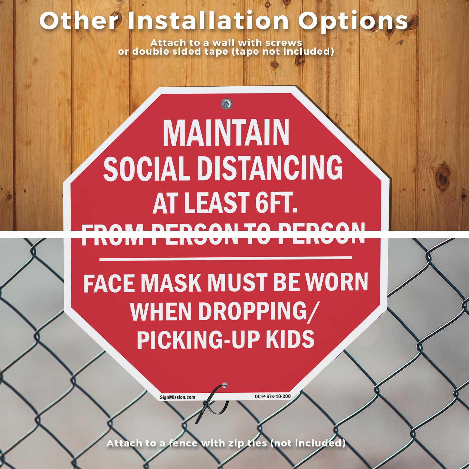 Maintain Social Distancing At Lea Octagon Sign With Stake Weather Resistant