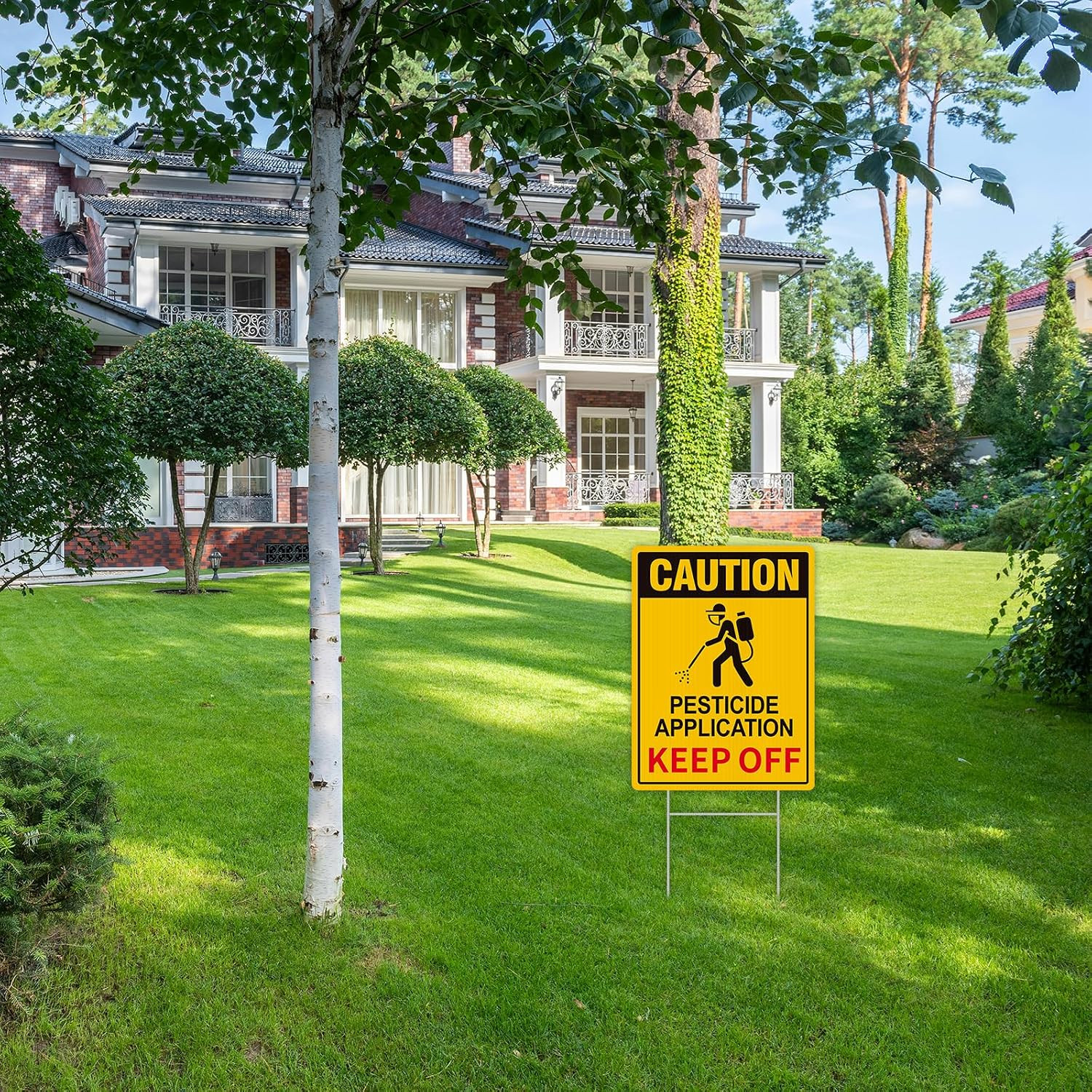 2 Pack Caution- Pesticide Application Sign Keep Off, Pesticide Signs for Lawn, P
