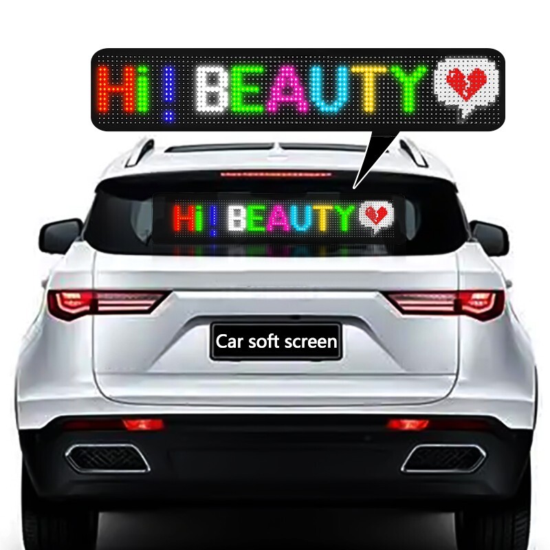 Car RGB LED Sign Scrolling Message Display Board Screen Programmable APP Control