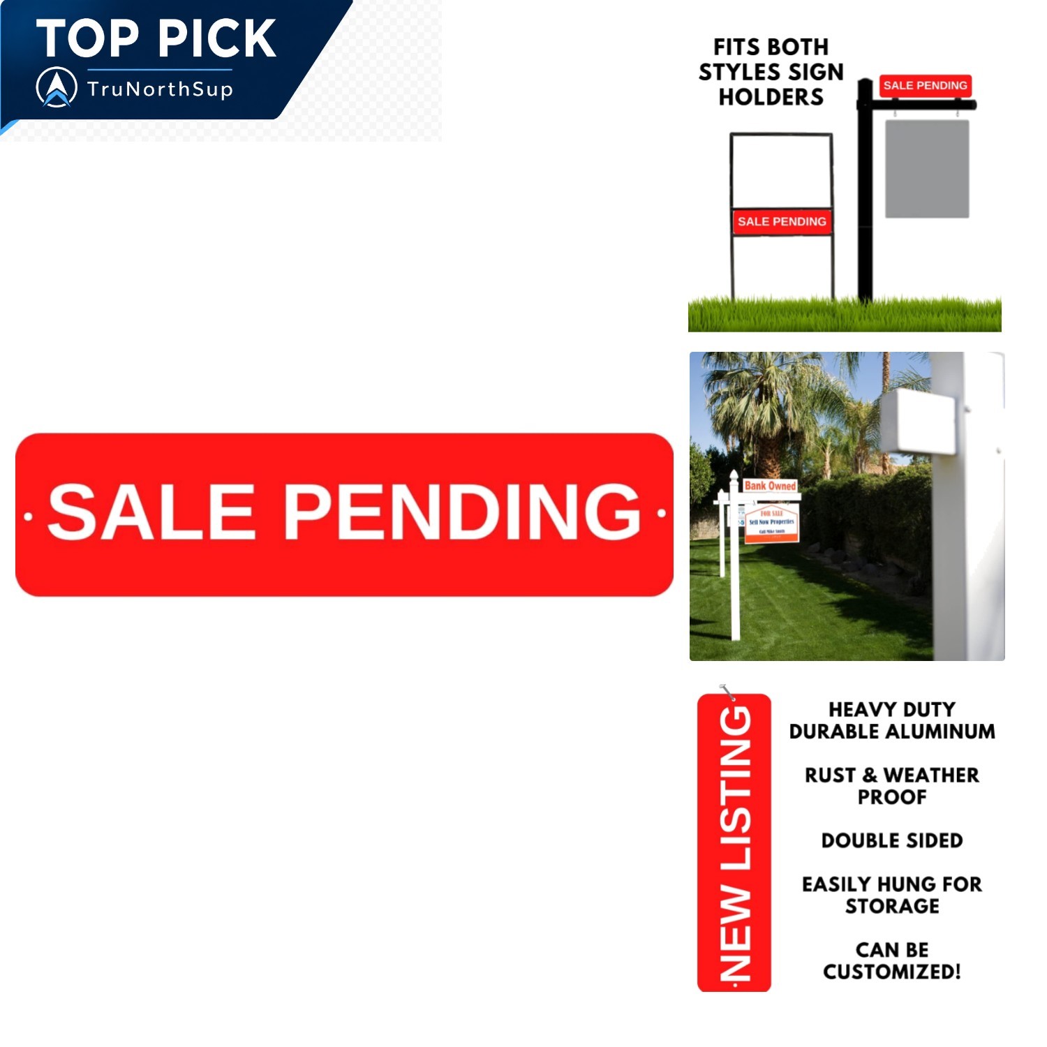 Real Estate Sign Rider Aluminum 6×24 for Sale Pending Open House Office