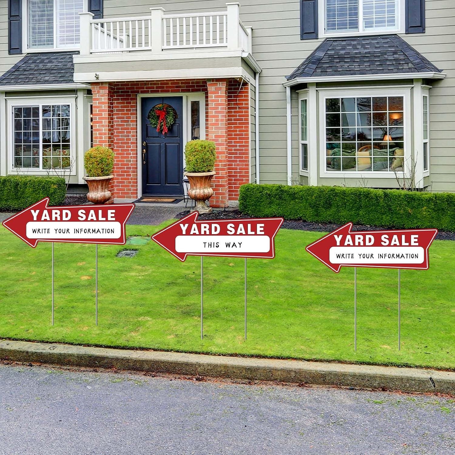 Yard Sale Signs Double Sided 17&Prime; x 13&Prime; Metal Stake Pricing Stickers Included