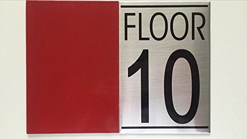 FLOOR TEN (10) SIGN (BRUSHED ALUMINUM)-REF24-1027