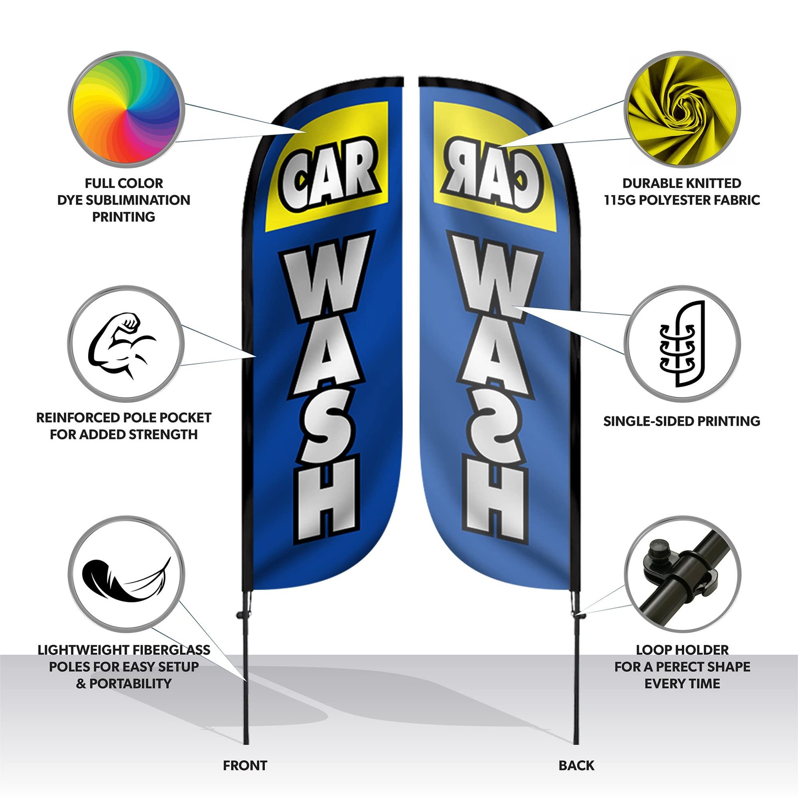 Lookourway Feather Flag Set – 5Ft Tall Advertising Banner Flag Pole Kit And